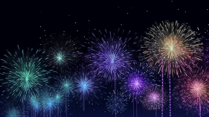 烟花五颜六色的烟花庆典新年节日暮色的天空背景摄影图(4368x2448)