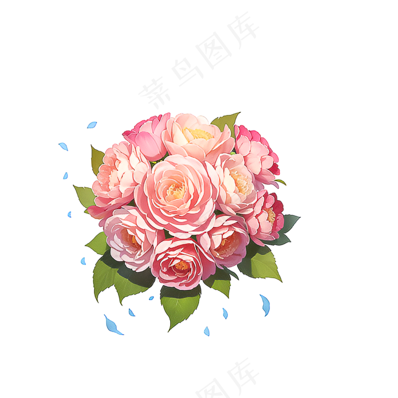 粉色花朵桃花玫瑰免抠素材4