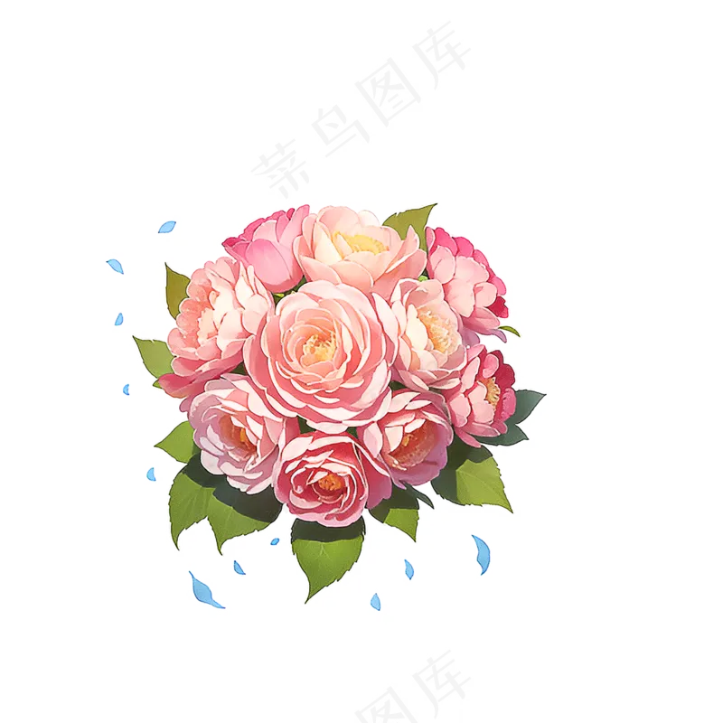 粉色花朵桃花玫瑰免抠素材4