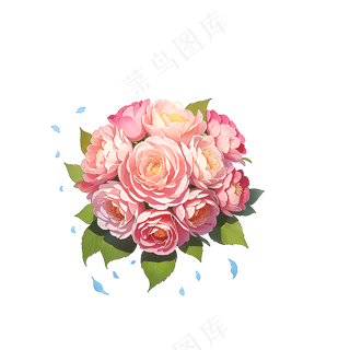 粉色花朵桃花玫瑰免抠素材4