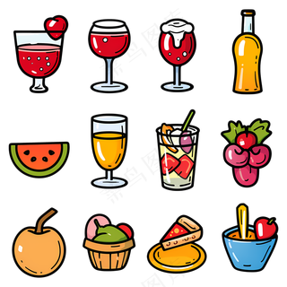 免扣卡通水果饮料图标