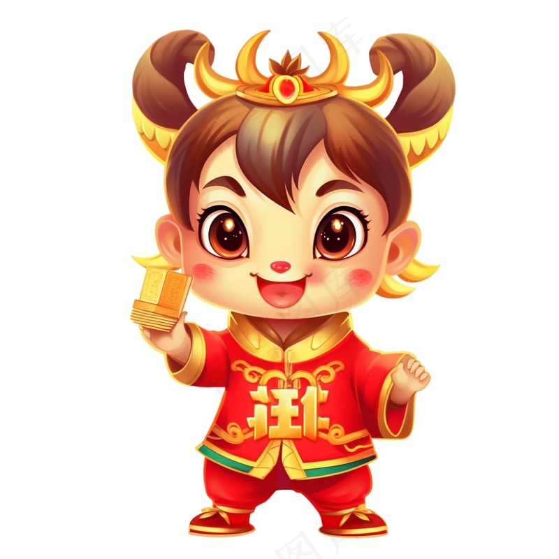 国潮龙年龙年大吉元素龙年春节新年卡通插画免抠(1024x1024)