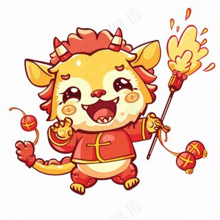新年吉祥物龙年十二生肖动物卡通插画免抠