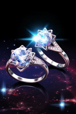 钻石对戒婚戒摄影图