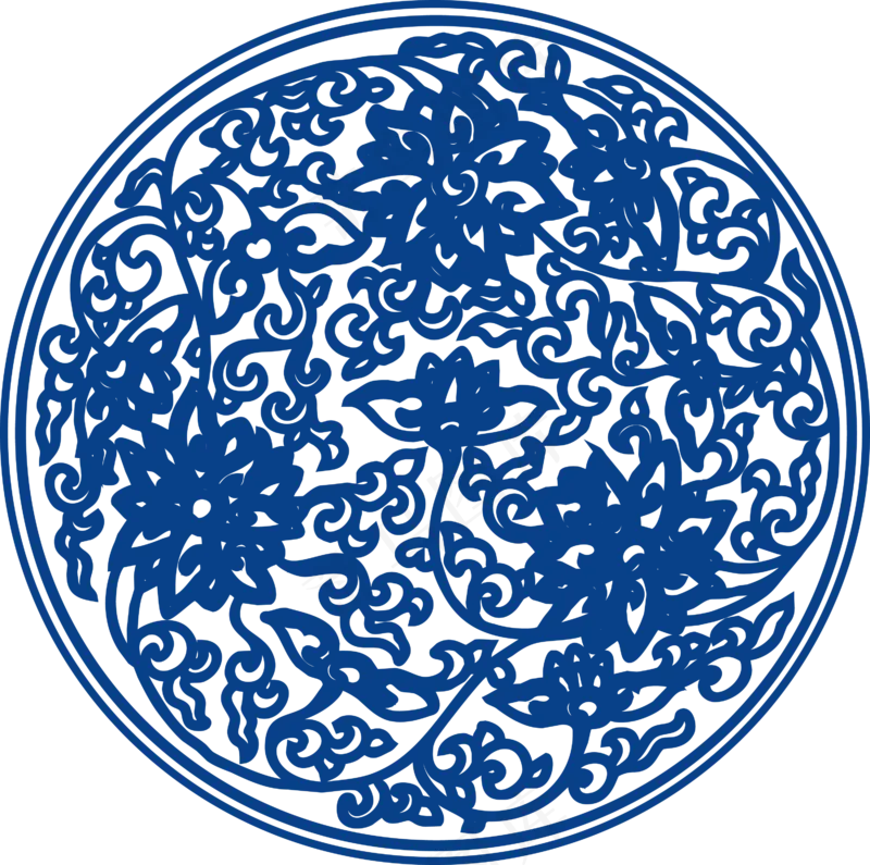 古代青花瓷图案花纹中国风图案祥云纹理传统图腾PNG免扣素材