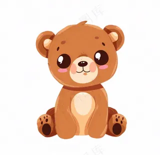 棕熊浣熊动物卡通插画免抠