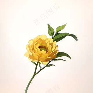 白色黄色手绘新中式风格花植物96 白色黄色手绘新中式风格花植物96