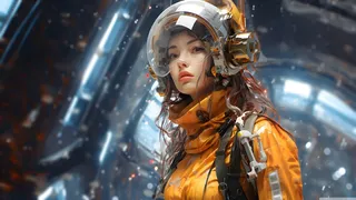 AI产生宇航员女孩艺术高清壁纸