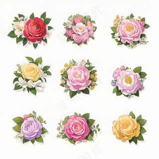 红色黄色粉色玫瑰花免抠素材186