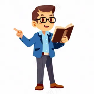男教师教授老师教书人物卡通插画免抠