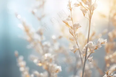 渐变冬天枝叶雪背景
