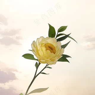 白色黄色手绘新中式风格花植物145 白色黄色手绘新中式风格花植物145
