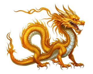 龙金色的龙卡通插画免抠