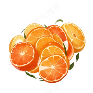 橙色 手绘 橙子 免抠 素材23