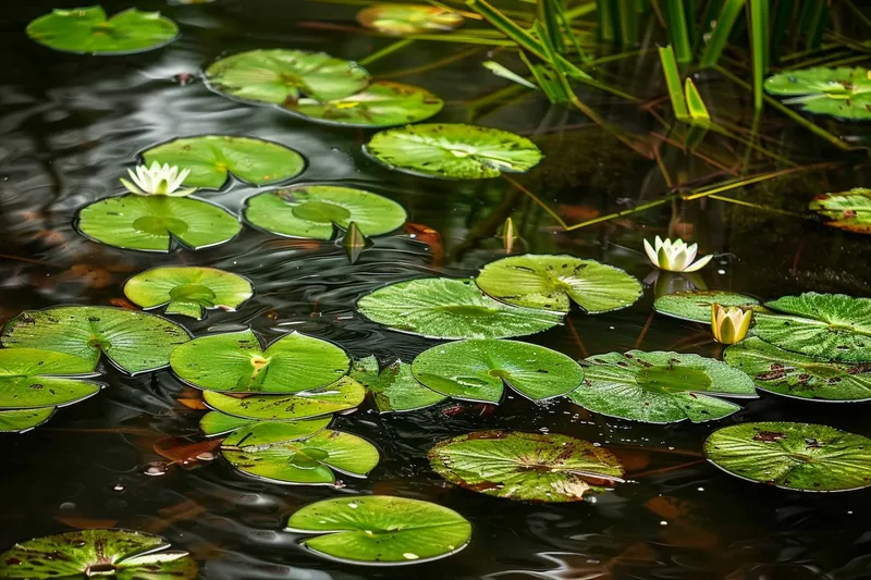 池塘里的睡莲荷叶夏日摄影图(4032x2688)