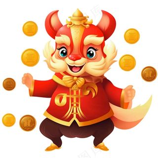 国潮龙年龙年大吉元素龙年春节新年卡通插画免抠