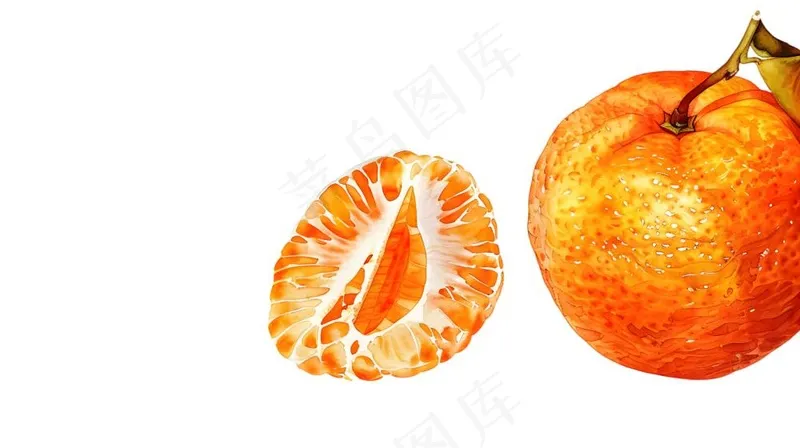橘子砂糖橘手绘插画插图免抠(1900x1064)