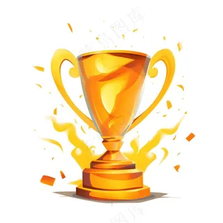 金色奖杯卡通插画免抠
