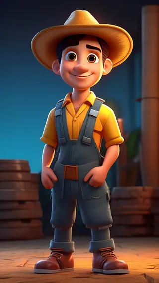 3D卡通人物农民男性1