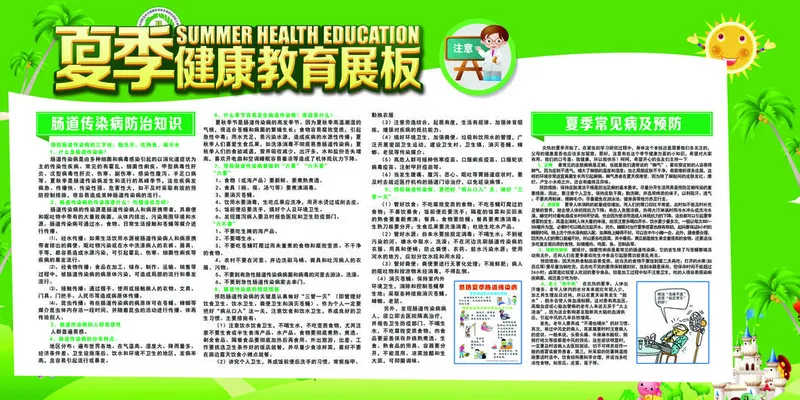 夏季健康教育展板psd模版下载
