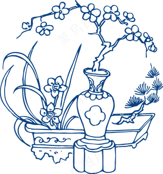 古代青花瓷图案花纹中国风图案祥云纹理传统图腾矢量AI设计免扣素材