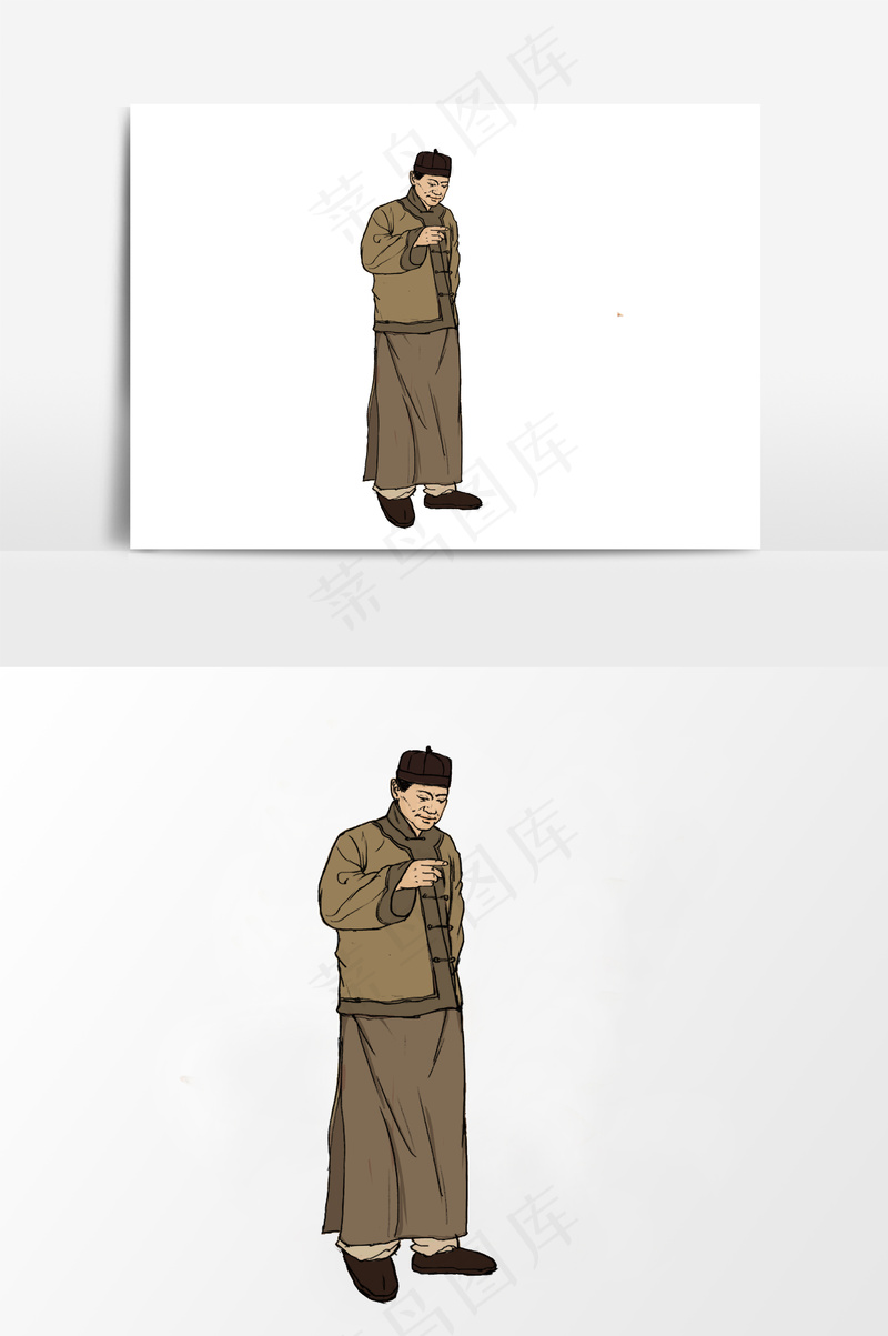 插画丨国风人物丨思考者003丨PPT插图