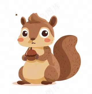 松树抱着松子动物卡通插画免抠