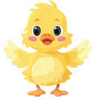 小黄鸭鸭子展翅动物牲畜卡通插画免抠