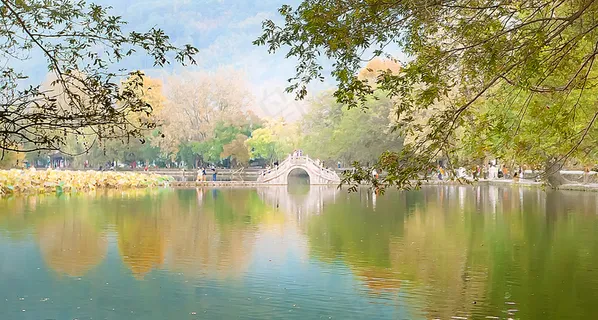 小桥 湖泊 乡村