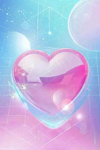 粉色爱心酸性风格浪漫七夕情人节背景