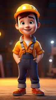 3D卡通人物工人男士1