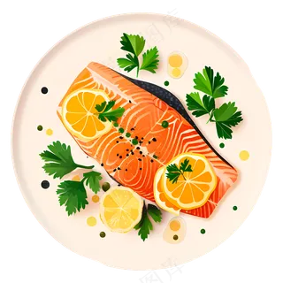 免抠柠檬三文鱼晚餐