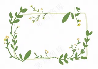 绿叶花环卡通边框免抠