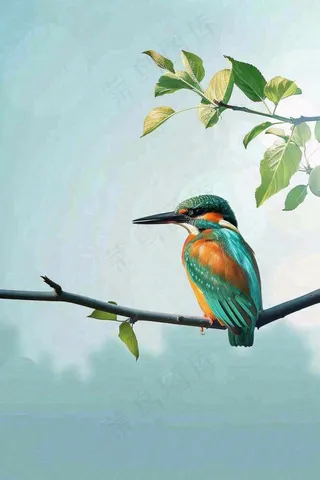 春天树枝上的小鸟春意立春惊蛰春分背景