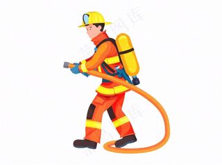 消防员灭火卡通插画免抠