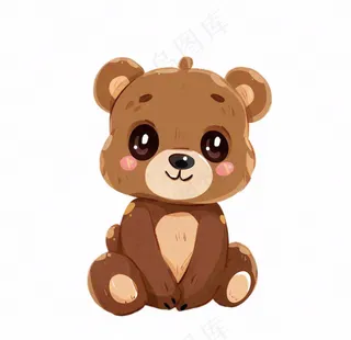 棕熊浣熊动物卡通插画免抠