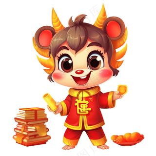 国潮龙年龙年大吉元素龙年春节新年卡通插画免抠