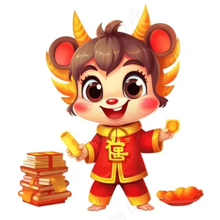 国潮龙年龙年大吉元素龙年春节新年卡通插画免抠