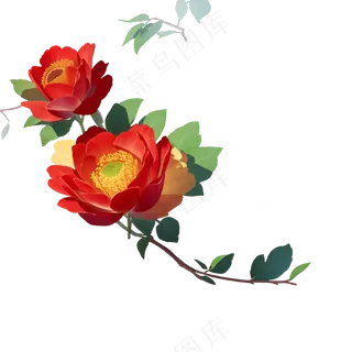红色 海棠花 手绘 免抠 素材28