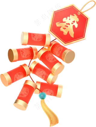 春节过年红色鞭炮