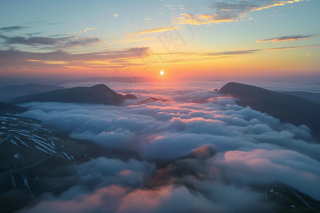 清晨日出朝霞云层摄影图