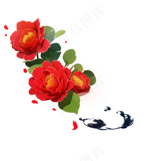 红色 海棠花 手绘 免抠 素材35