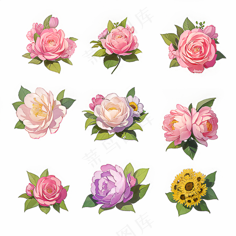 红色黄色粉色玫瑰花免抠素材73