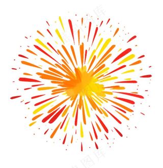 烟花绽放的烟花爆竹新年节日卡通插画免抠