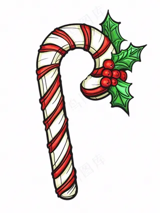 圣诞糖果拐杖糖卡通插画免抠