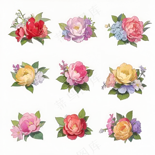 红色黄色粉色玫瑰花免抠素材181