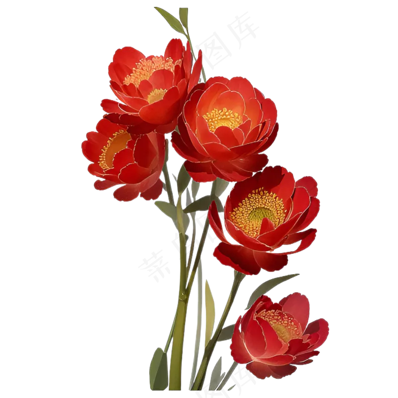 红色海棠花写实手绘练习作品4