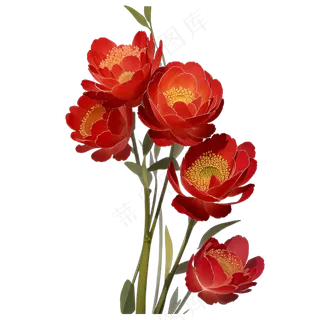 红色海棠花写实手绘练习作品4