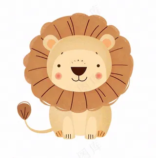 狮子动物卡通插画免抠