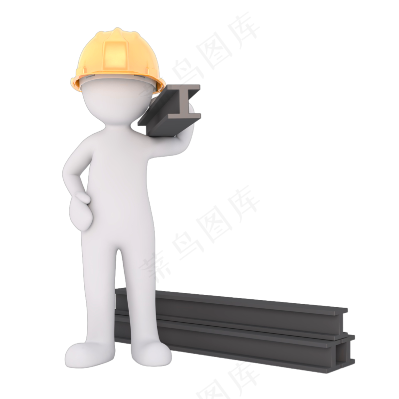 3D建筑工地白色小人ppt用